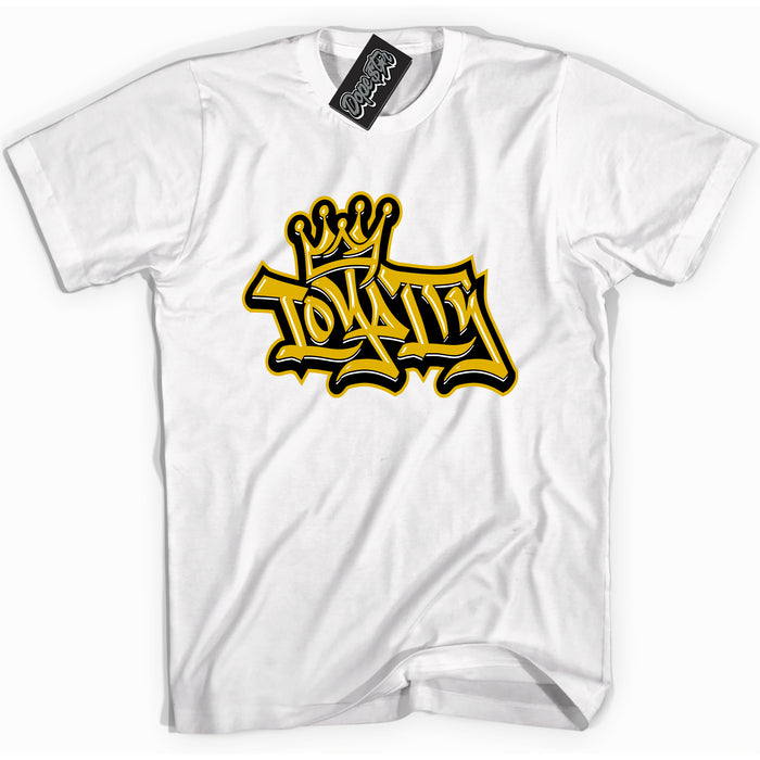 Cool White Shirt with “ Loyalty Crown ” design that perfectly matches Yellow Ochre 6s Sneakers.
