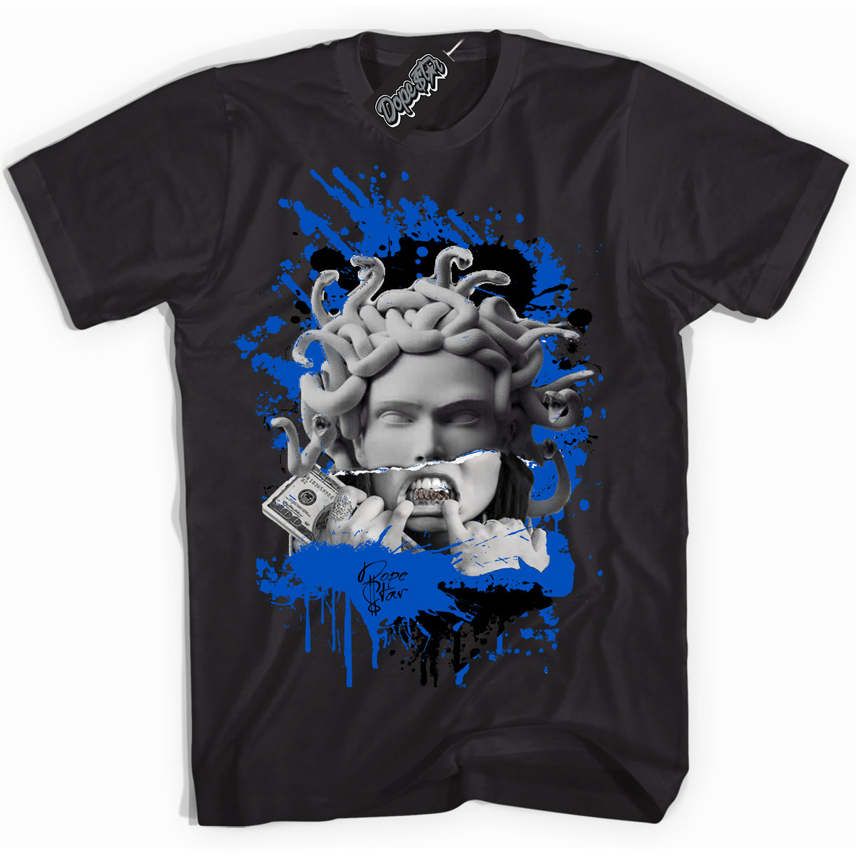 Dunk Low Astronomy Blue 'Medusa' Shirt – Black Streetwear T-Shirt | Sneaker Matching Tee for Dunk Low Astronomy Blue | Men's & Women's Streetwear Outfit by Sneaker Shirts Outlet.
