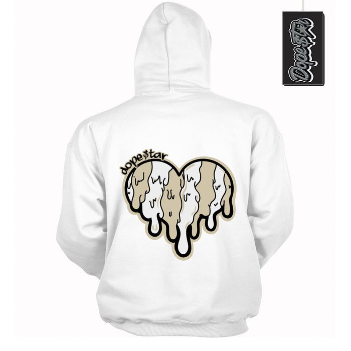 Cool White Hoodie with “ Melting Heart ”  design that Perfectly Matches Gratitude 11s Sneakers.