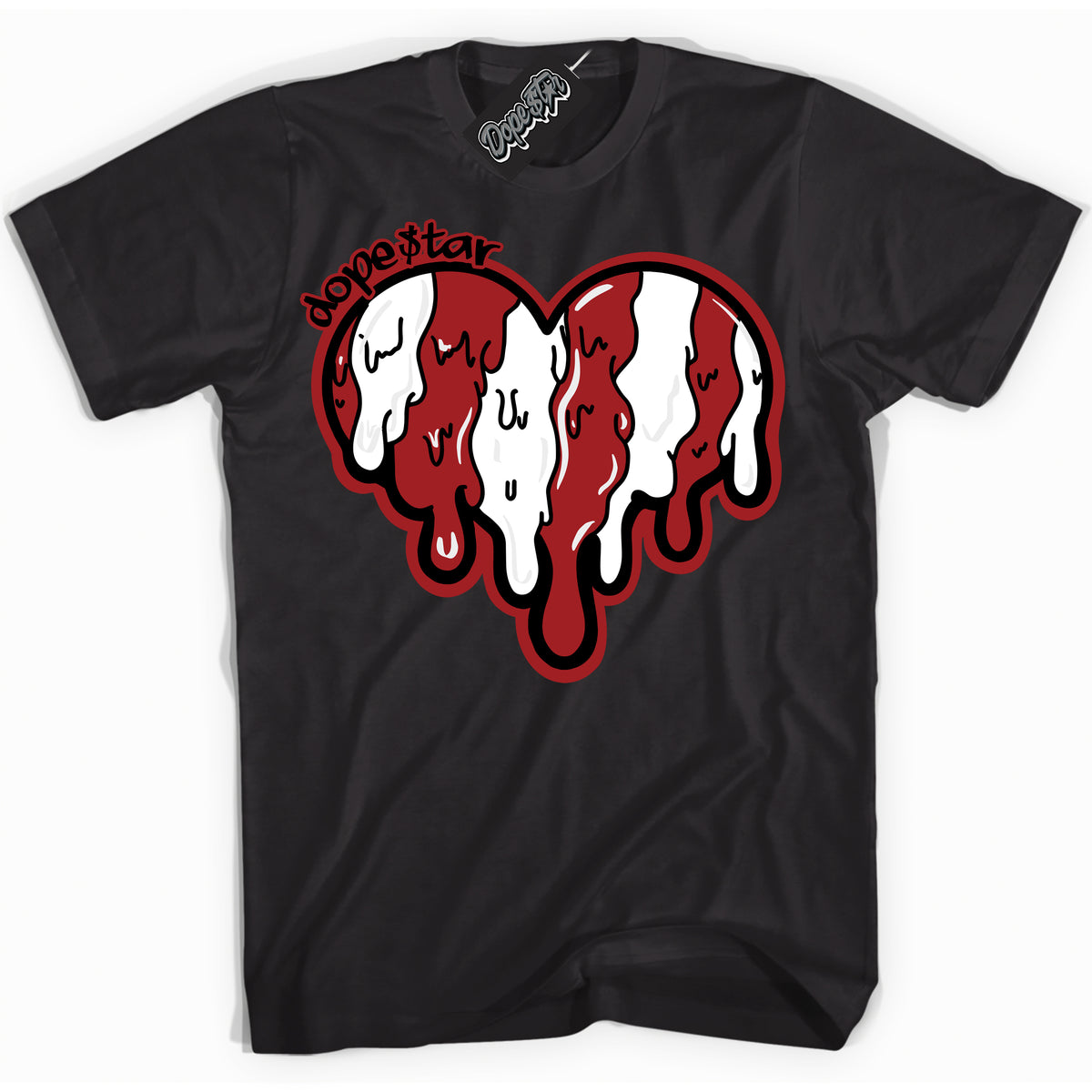 Cool Black graphic tee with “ Melting Heart ” print, that perfectly matches Lost And Found 1s sneakers 