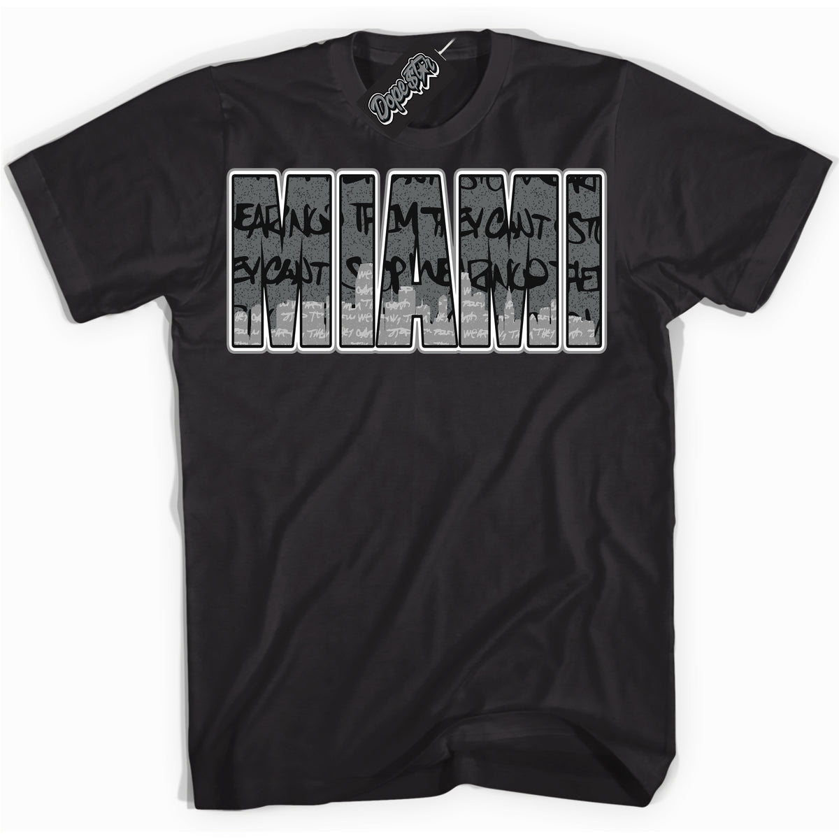 Cool Black Shirt with “ Miami ” design that perfectly matches Rebellionaire 1s Sneakers.