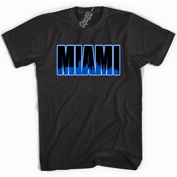 Cool White graphic tee with "Miami" design, that perfectly matches Royal Reimagined 1s sneakers 