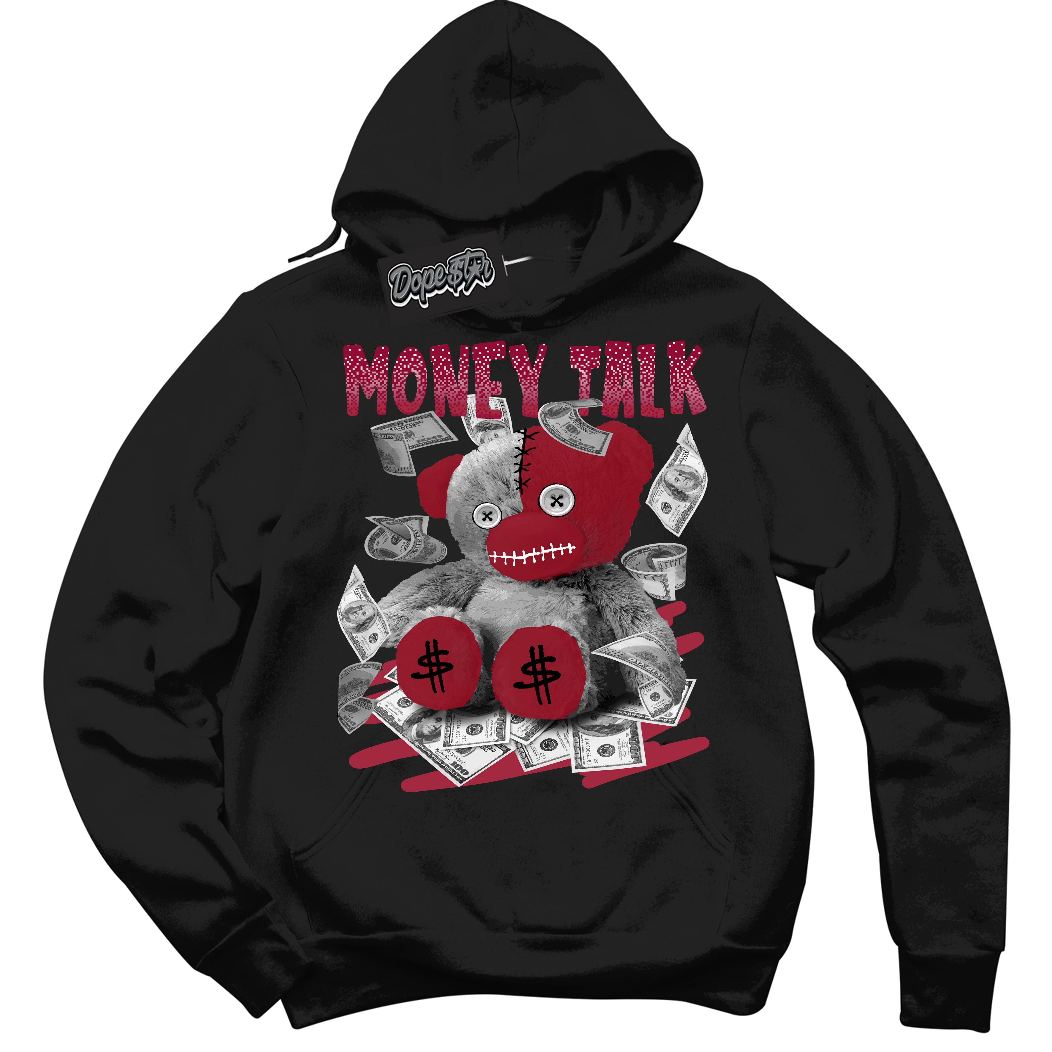 Cool Black Hoodie With “ Money Talk Bear “ Design That Perfectly Matches Lost And Found 1s Sneakers