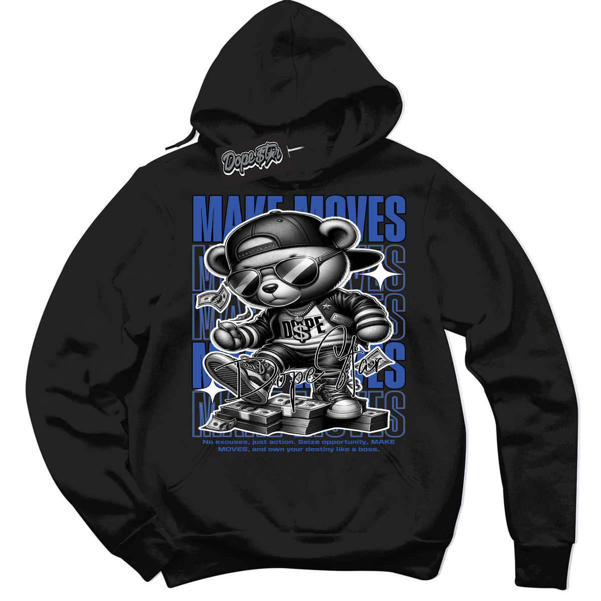 Dunk Low Astronomy Blue 'Make Moves' Hoodie – Black Streetwear Sweatshirt | Sneaker Matching Hoodie for Dunk Low Astronomy Blue | Men's & Women's Streetwear Outfit by Sneaker Shirts Outlet.

