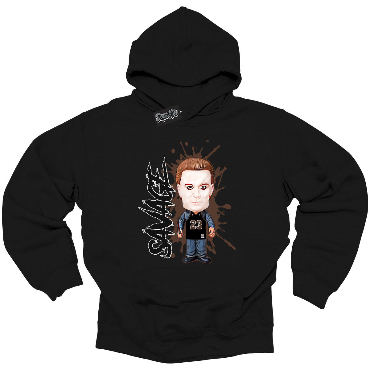 Cool Black Graphic DopeStar Hoodie with “ Michael Myers Savage “ print, that perfectly matches Palomino 1s sneakers