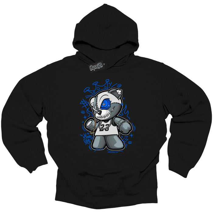Cool Black Hoodie with “ Money Gang Bear ”  design that Perfectly Matches  Royal Reimagined 1s Sneakers.