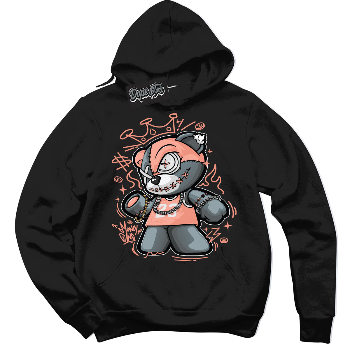 Dunk Low Light Wild Mango 'Money Gang Bear' Hoodie – Black Streetwear Sweatshirt | Sneaker Matching Hoodie for Dunk Low Light Wild Mango | Urban Fashion for Money Gang Bear | Men's & Women's Streetwear Outfit by Sneaker Shirts Outlet.