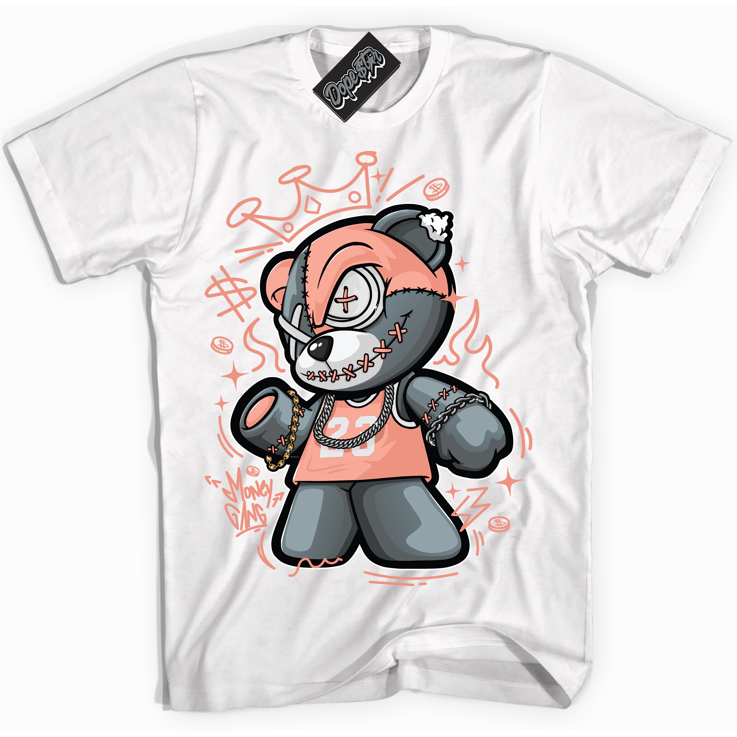 Dunk Low Light Wild Mango 'Money Gang Bear' Shirt – White Streetwear T-Shirt | Sneaker Matching Tee for Dunk Low Light Wild Mango | Urban Fashion for Money Gang Bear | Men's & Women's Streetwear Outfit by Sneaker Shirts Outlet.