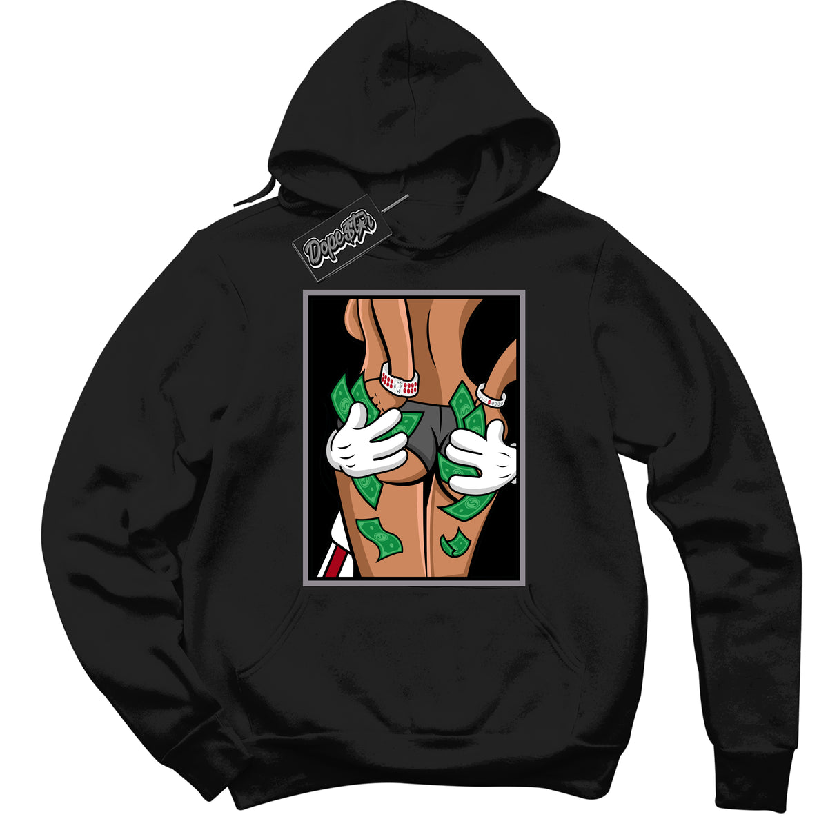 Cool Black Hoodie with “ Money Hands ”  design that Perfectly Matches  Bred Reimagined 4s Jordans.