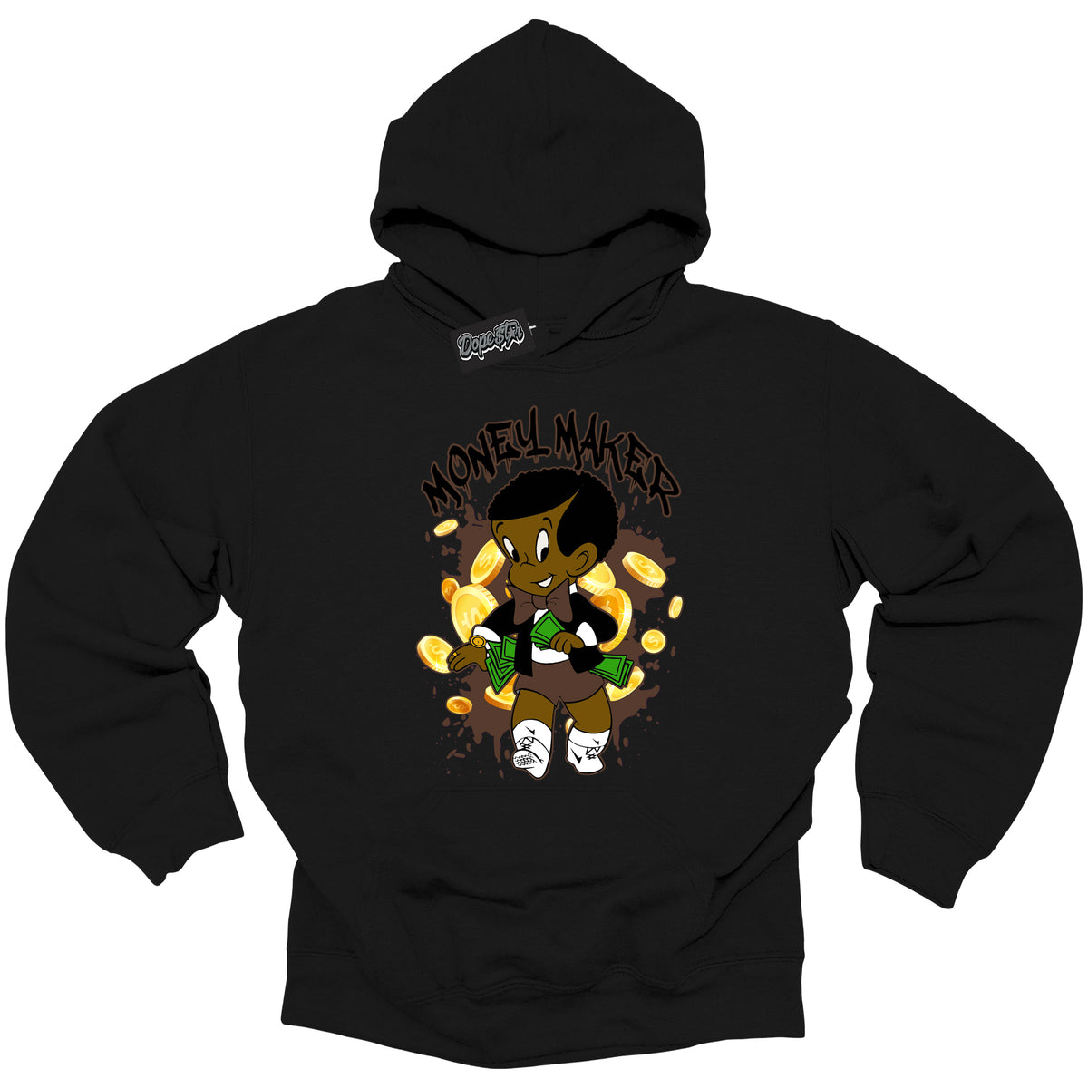 Cool Black Graphic DopeStar Hoodie with “ Money Maker “ print, that perfectly matches Palomino 1s sneakers
