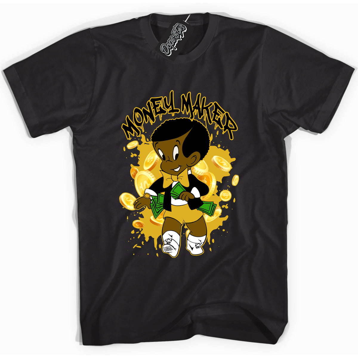 Cool Black Hoodie with “Money Maker ”  design that Perfectly Matches Yellow Ochre 6s Sneakers.