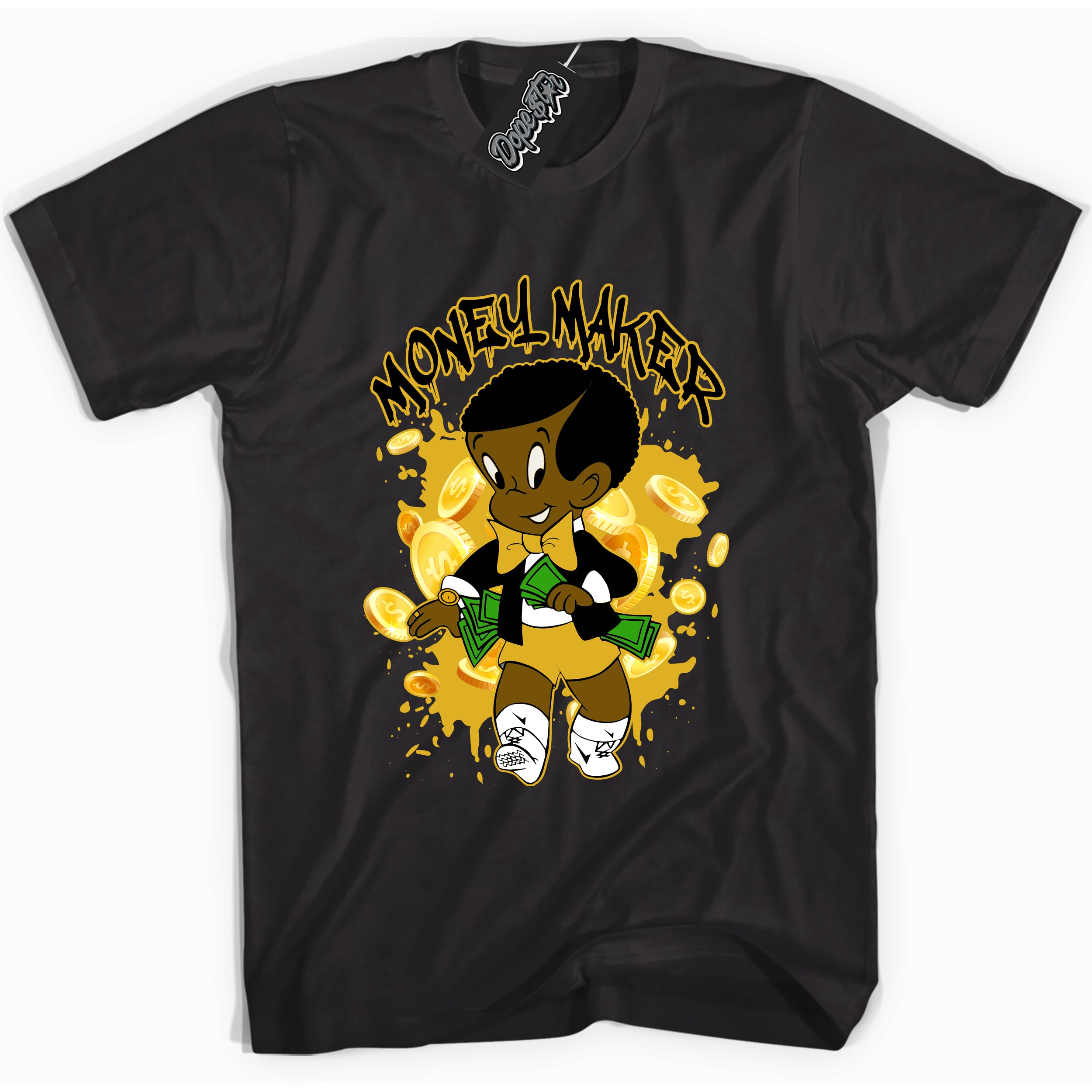 Cool Black Hoodie with “Money Maker ”  design that Perfectly Matches Yellow Ochre 6s Sneakers.