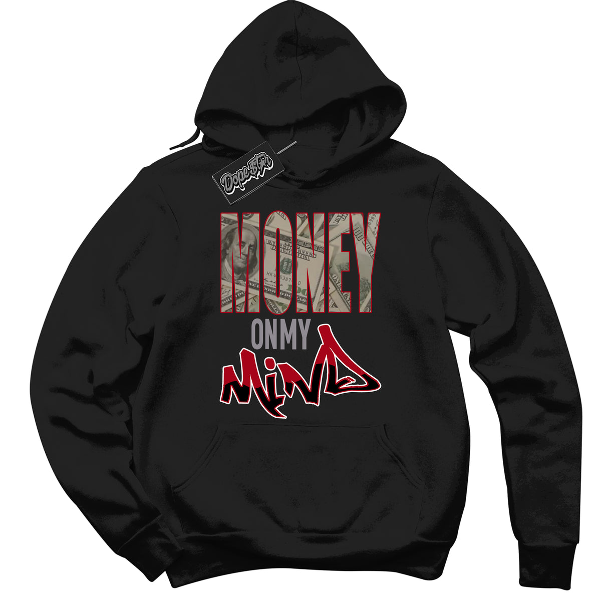 Cool Black Hoodie with “ Money On My Mind ”  design that Perfectly Matches  Bred Reimagined 4s Jordans.