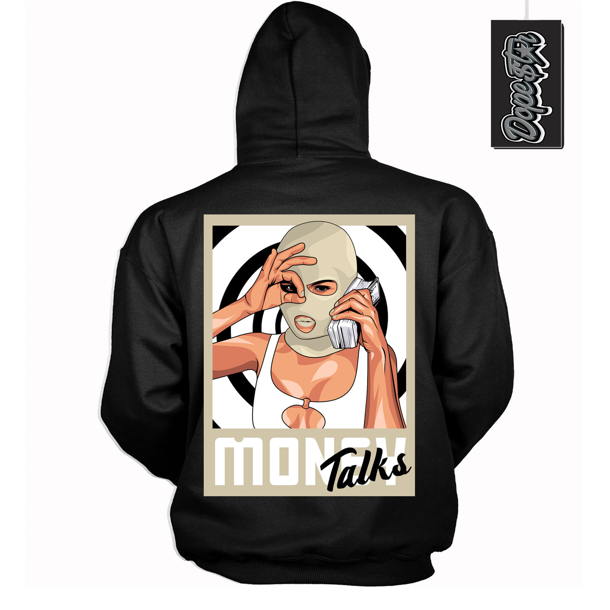 Cool Black Hoodie with “ Money Talks ”  design that Perfectly Matches  Gratitude 11s Sneakers.