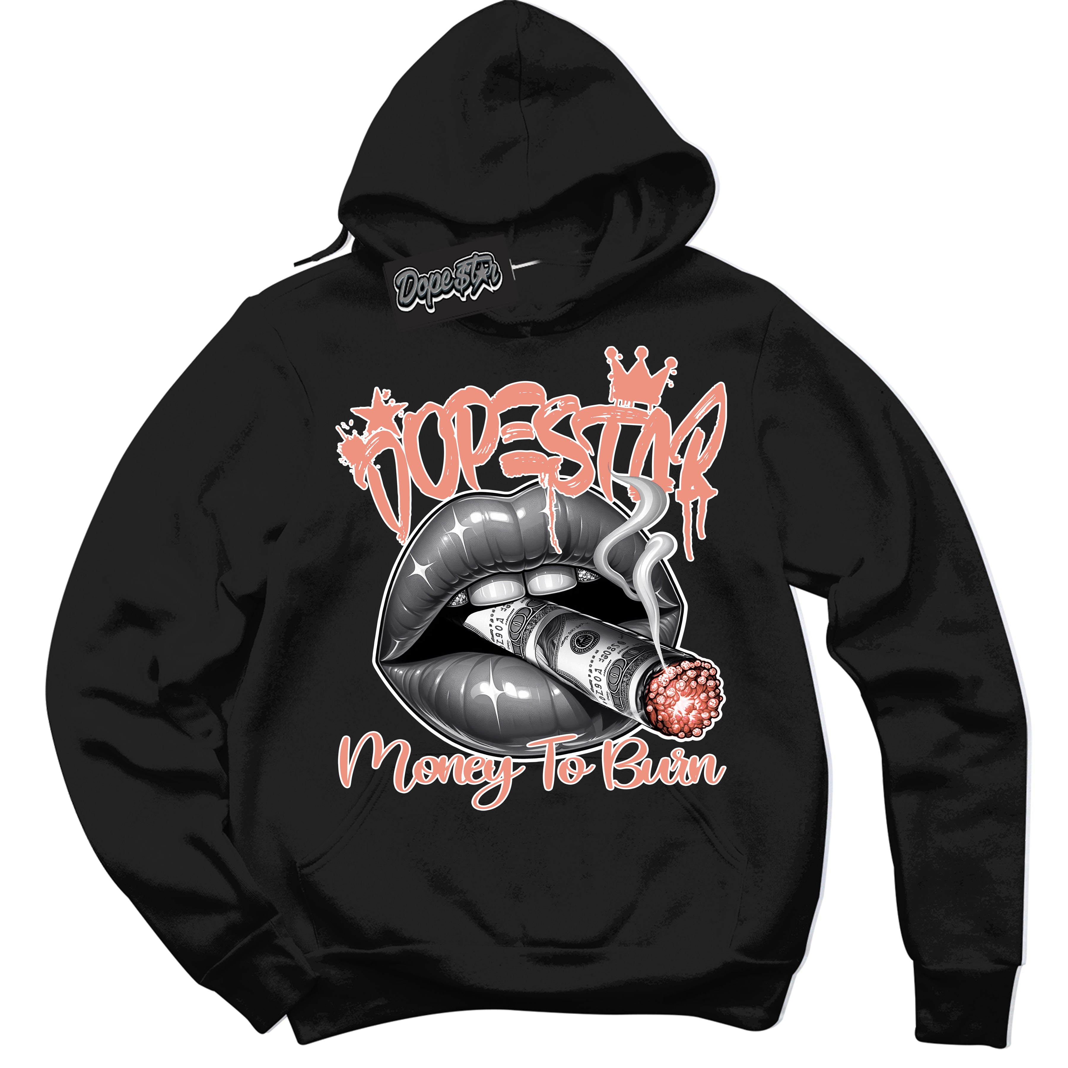 Dunk Low Light Wild Mango 'Money To Burn' Hoodie – Black Streetwear Sweatshirt | Sneaker Matching Hoodie for Dunk Low Light Wild Mango | Urban Fashion for Money To Burn | Men's & Women's Streetwear Outfit by Sneaker Shirts Outlet.
