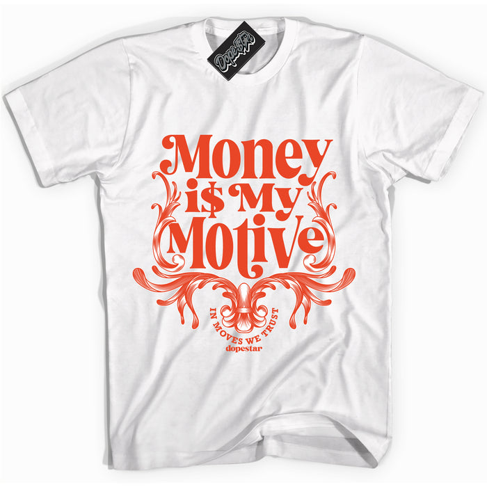 Nike Dunk Low Retro Cosmic Clay 'Money Is My Motive' Shirt - White Streetwear Mockup | Sneakerhead T-Shirt Matching Nike Dunk Low Retro Cosmic Clay | Limited Edition Urban Streetwear for Sneaker Matching OOTD | Outfits that pair perfectly with your ND Low Retro Cosmic Clay | Sneakerhead Fashion Must-Have Apparel for Men and Women