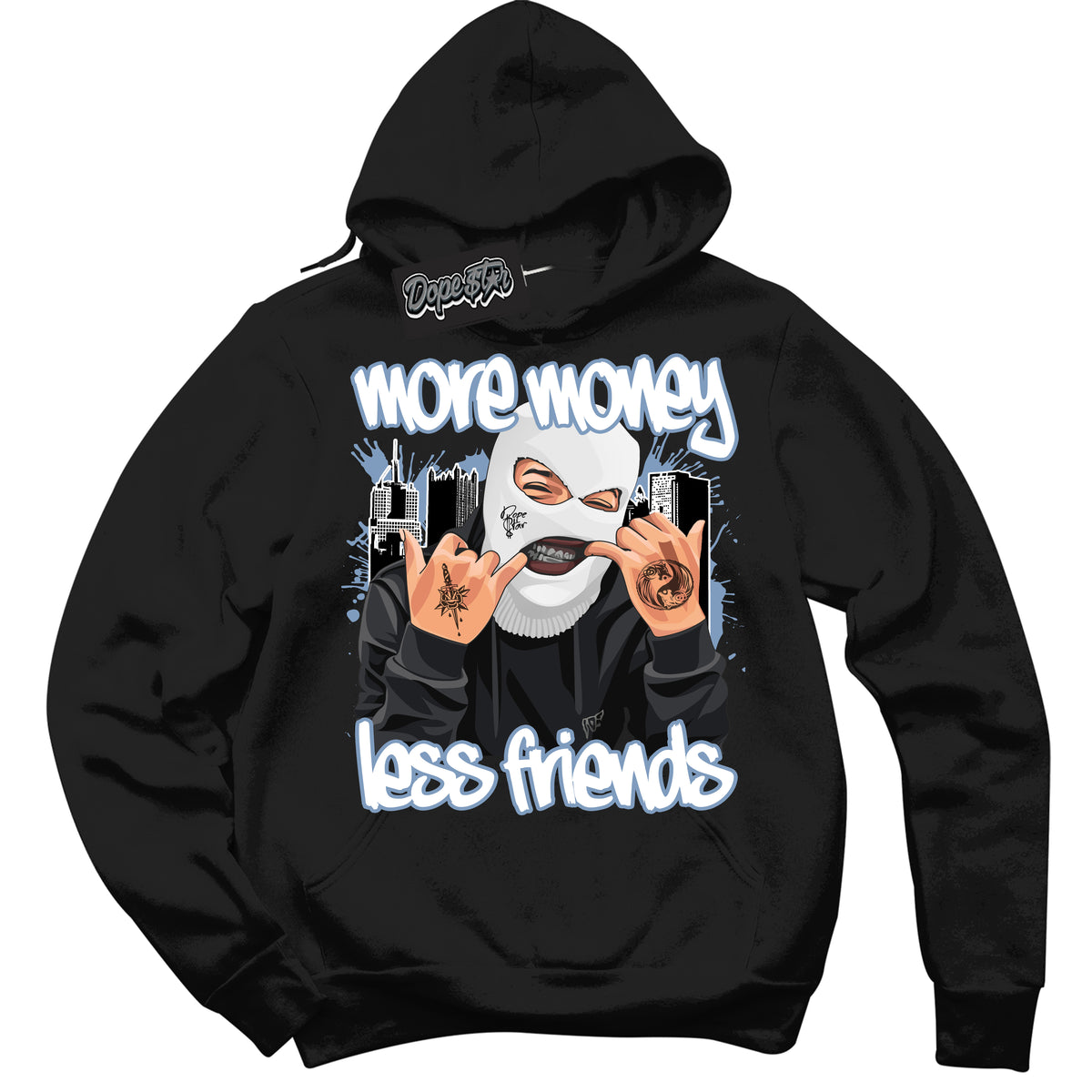 Cool Black Hoodie with “ More Money Less Friends ”  design that Perfectly Matches Reverse Oreo 6s Sneakers.