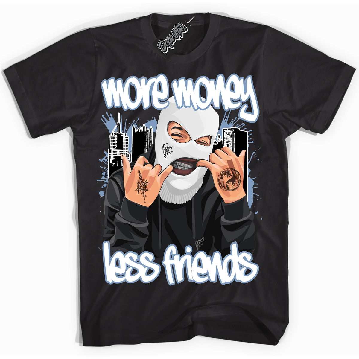 Cool Black Shirt with “ More Money Less Friends” design that perfectly matches Reverse Oreo 6s Sneakers.