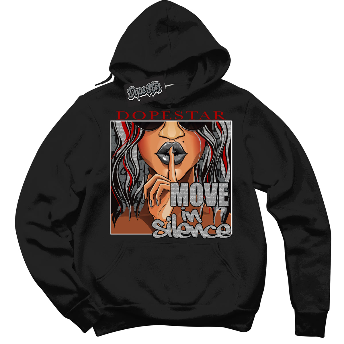Cool Black Hoodie with “ Move In Silence ”  design that Perfectly Matches Rebellionaire 1s Sneakers.