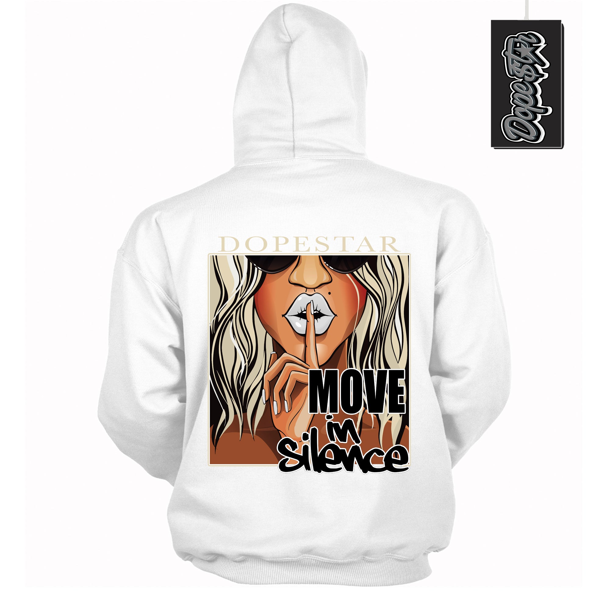 Cool White Hoodie with “ Move In Silence ”  design that Perfectly Matches Gratitude 11s Sneakers.