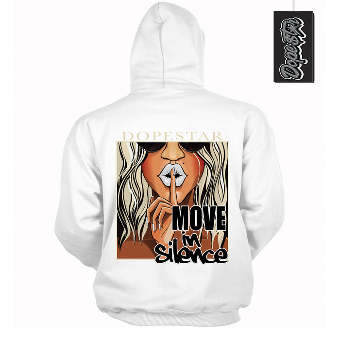 Cool White Hoodie with “ Move In Silence ”  design that Perfectly Matches Gratitude 11s Sneakers.