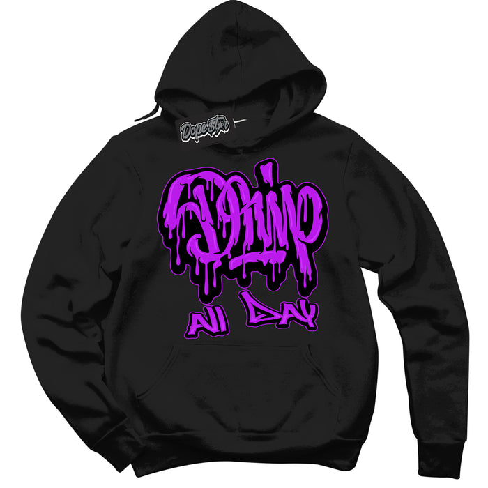 Cool Black Hoodie with “ Drip All Day ”  design that Perfectly Matches RTKT Genesis Dunk Sneakers.