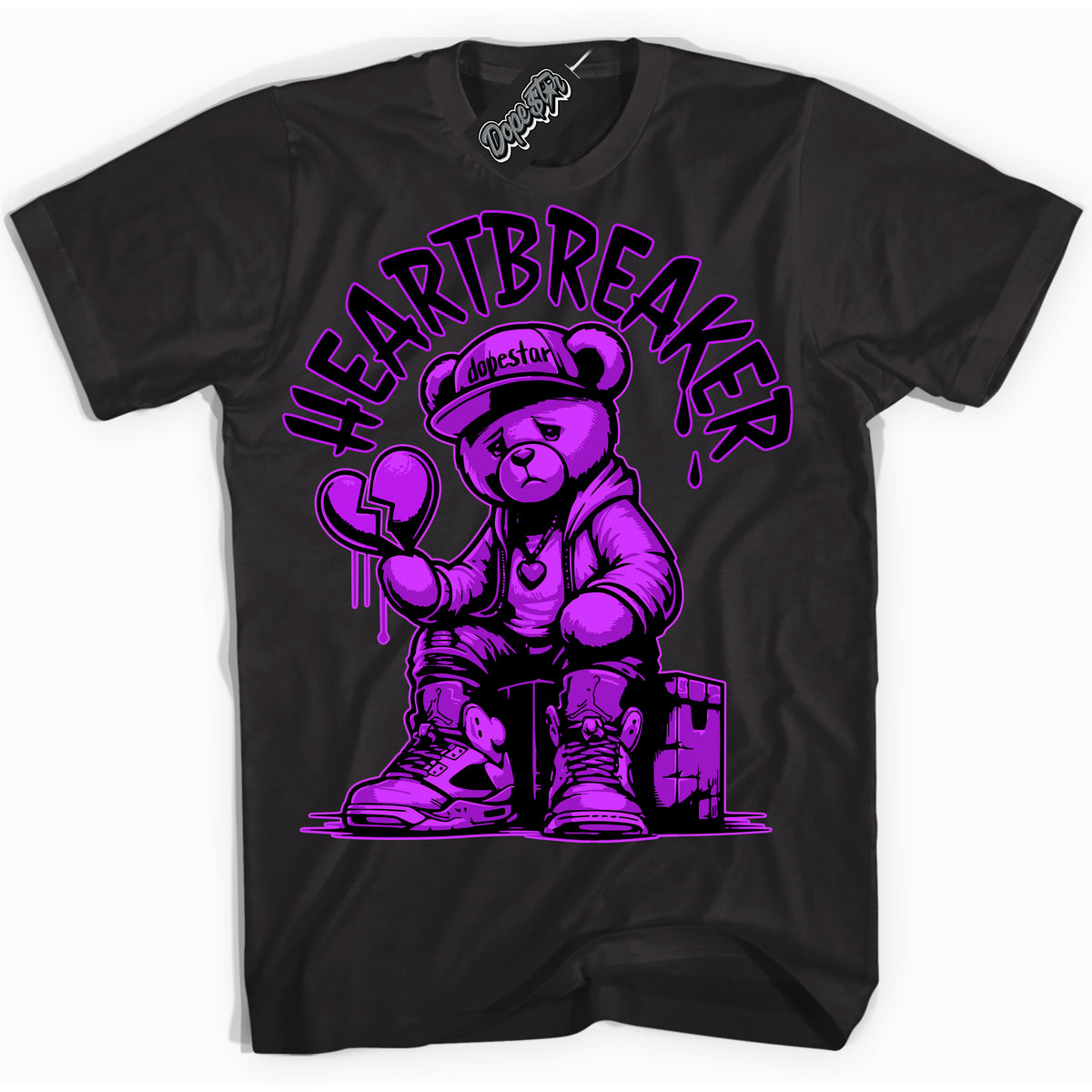 Cool Black Shirt with “ Heartbreaker Bear” design that perfectly matches RTKT Genesis Dunk Sneakers.