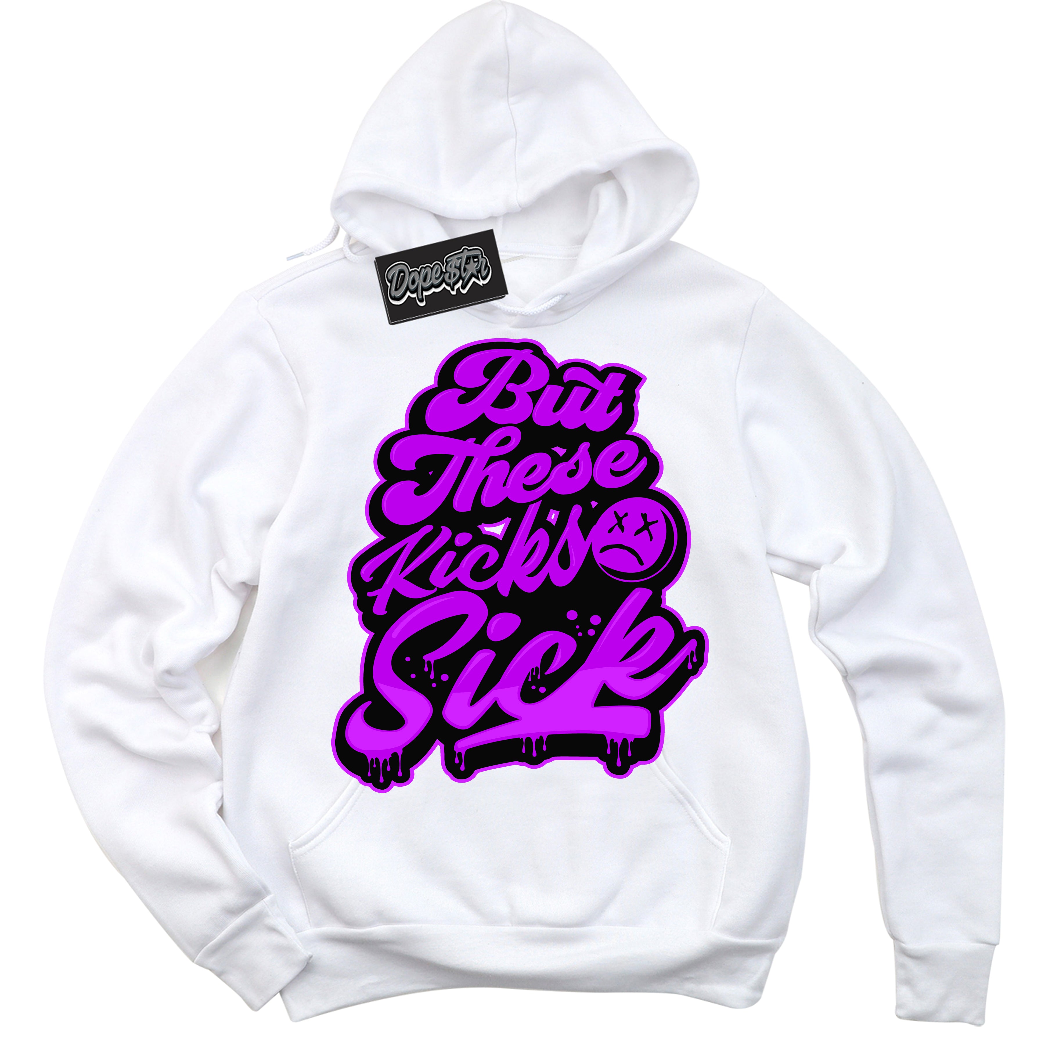 Cool White Hoodie with “ Kick Sick ”  design that Perfectly Matches RTKT Genesis Dunk Sneakers.