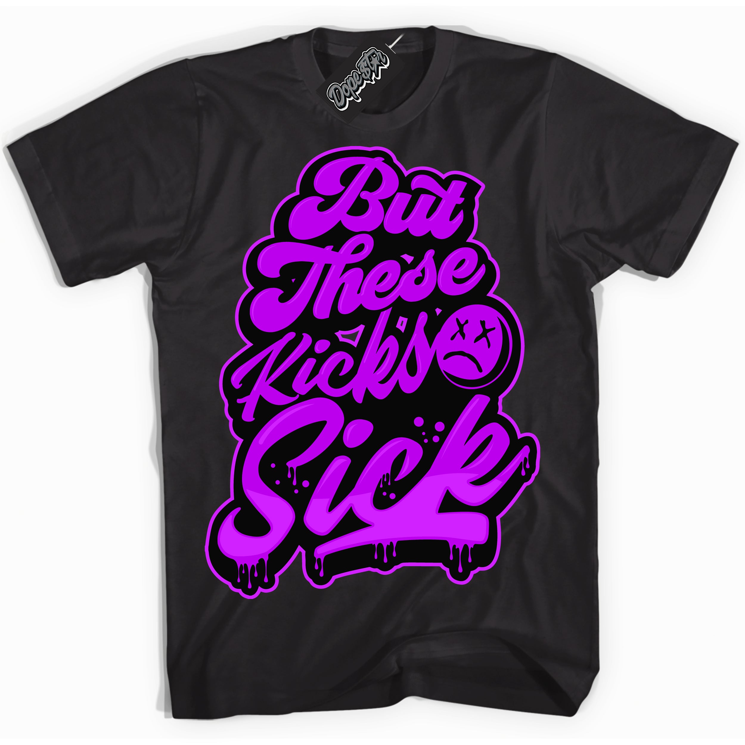 Cool Black Shirt with “ Kick Sick” design that perfectly matches RTKT Genesis Dunk Sneakers.