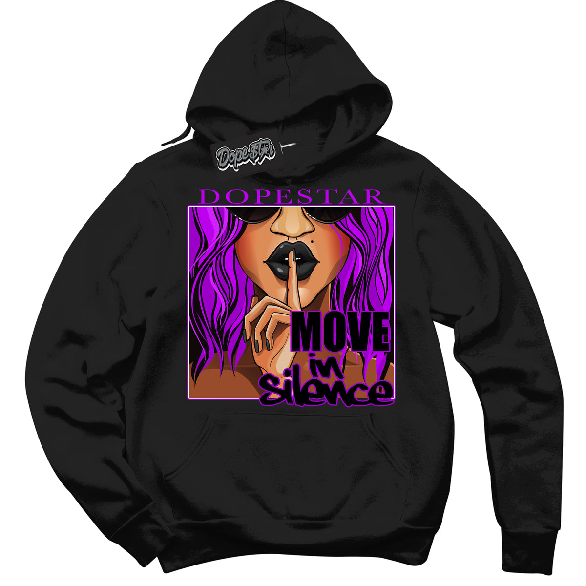 Cool Black Hoodie with “ Move In Silence ”  design that Perfectly Matches RTKT Genesis Dunk Sneakers.
