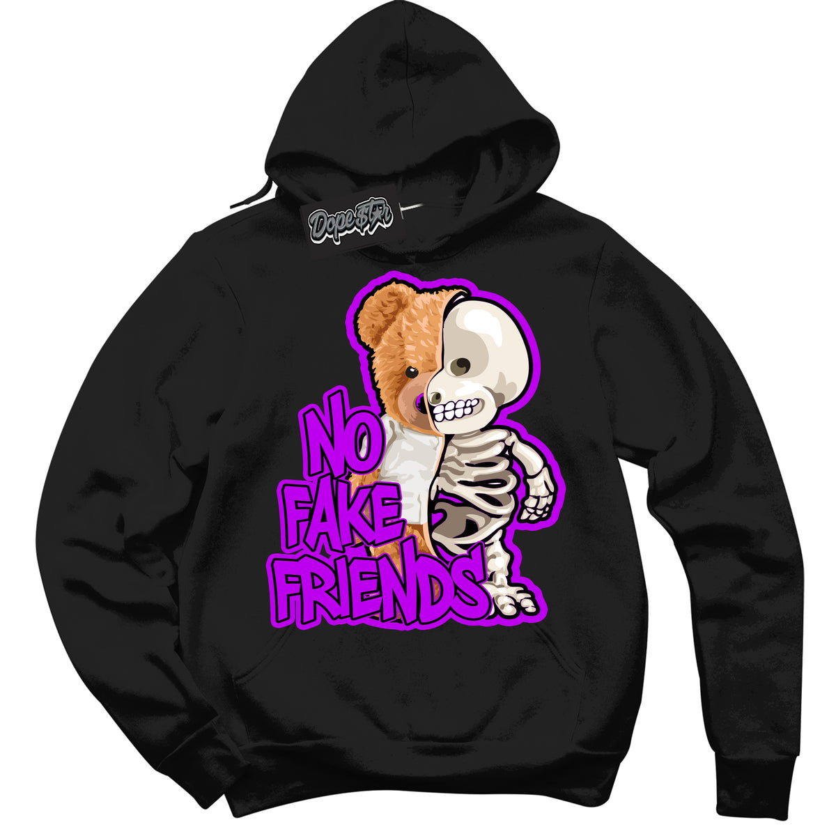Cool Black Hoodie with “ No Fake Friends ”  design that Perfectly Matches RTKT Genesis Dunk Sneakers.
