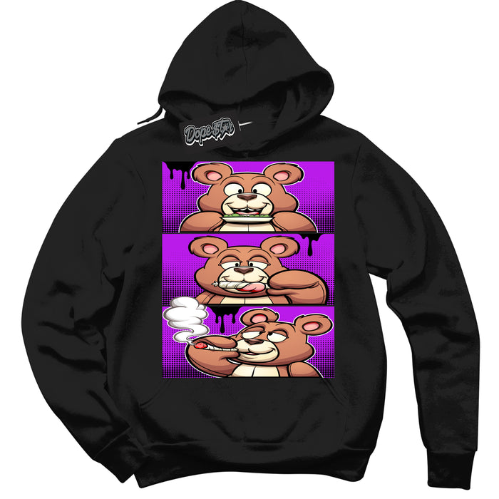 Cool Black Hoodie with “ Roll It Lick It Smoke It Bear ”  design that Perfectly Matches RTKT Genesis Dunk Sneakers.