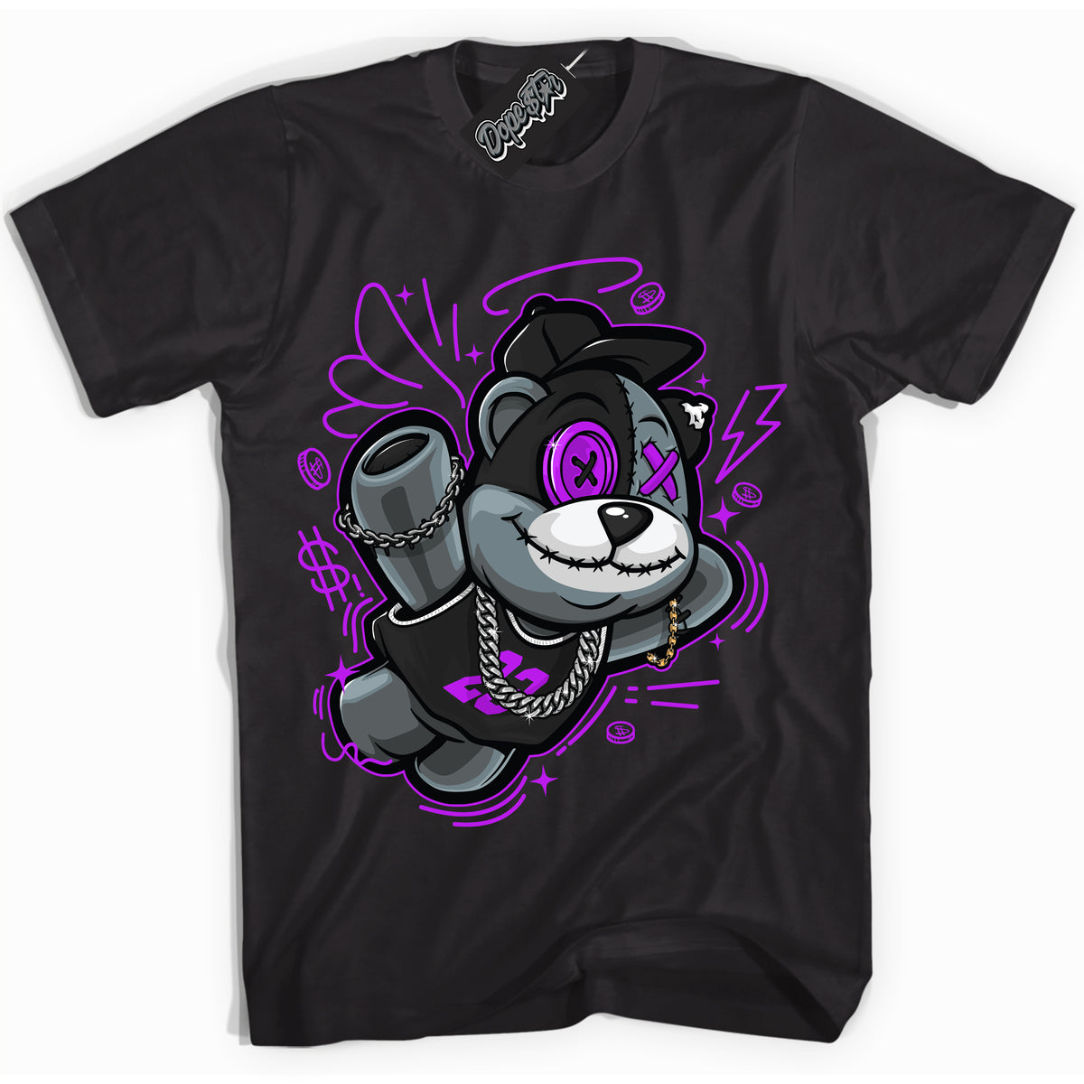 Cool Black Shirt with “ Slam Dunk Bear” design that perfectly matches RTKT Genesis Dunk Sneakers.