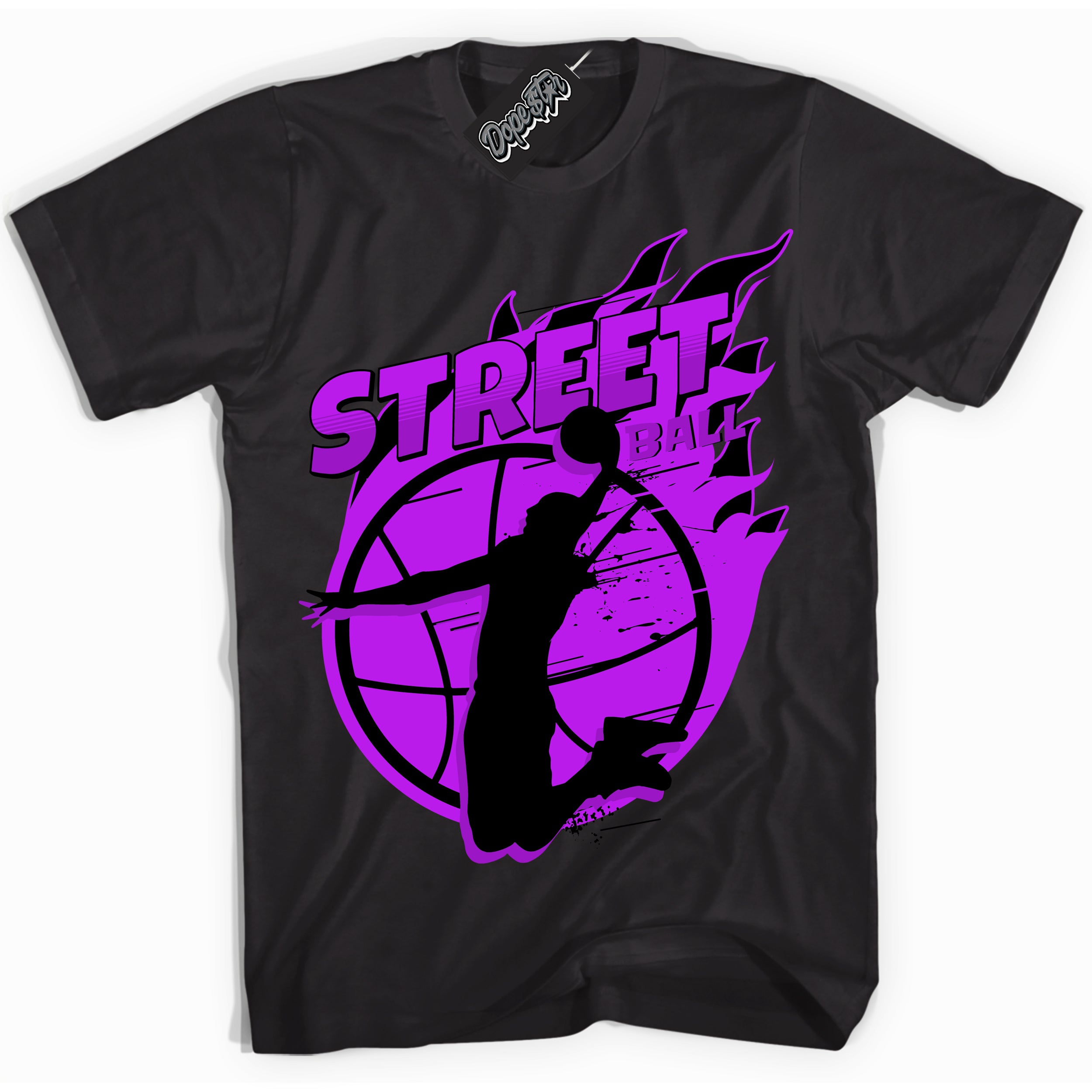 Cool Black Shirt with “ Street Ball” design that perfectly matches RTKT Genesis Dunk Sneakers.