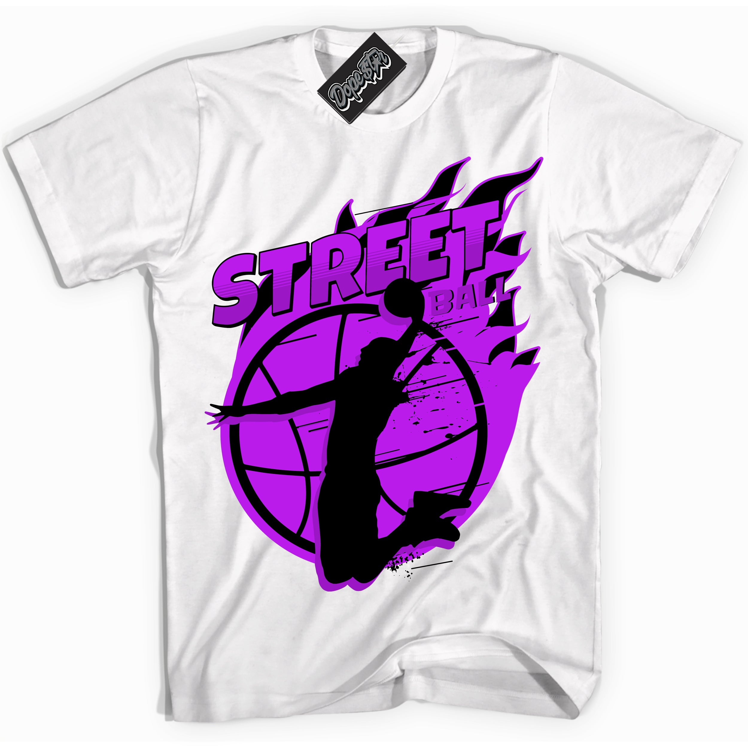 Cool White Shirt with “ Street Ball” design that perfectly matches RTKT Genesis Dunk Sneakers.