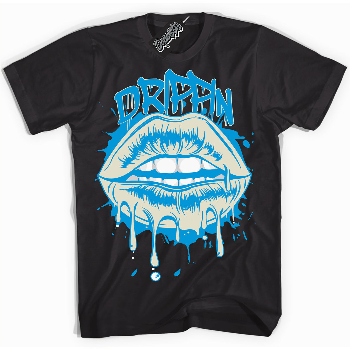 Dunk High Next Nature Light Khaki Star Blue 'Drippin' Shirt – Black Streetwear T-Shirt | Sneaker Matching Tee for Dunk High Next Nature Light Khaki Star Blue | Men's & Women's Streetwear Outfit by Sneaker Shirts Outlet.
