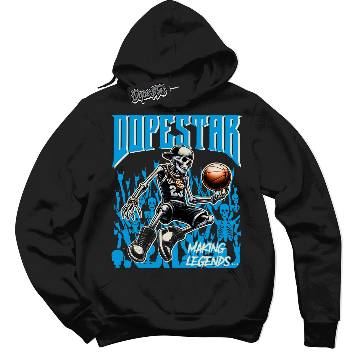 Dunk High Next Nature Light Khaki Star Blue 'Making Legends' Hoodie – Black Streetwear Sweatshirt | Sneaker Matching Hoodie for Dunk High Next Nature Light Khaki Star Blue | Urban Fashion for Making Legends | Men's & Women's Streetwear Outfit by Sneaker Shirts Outlet.
