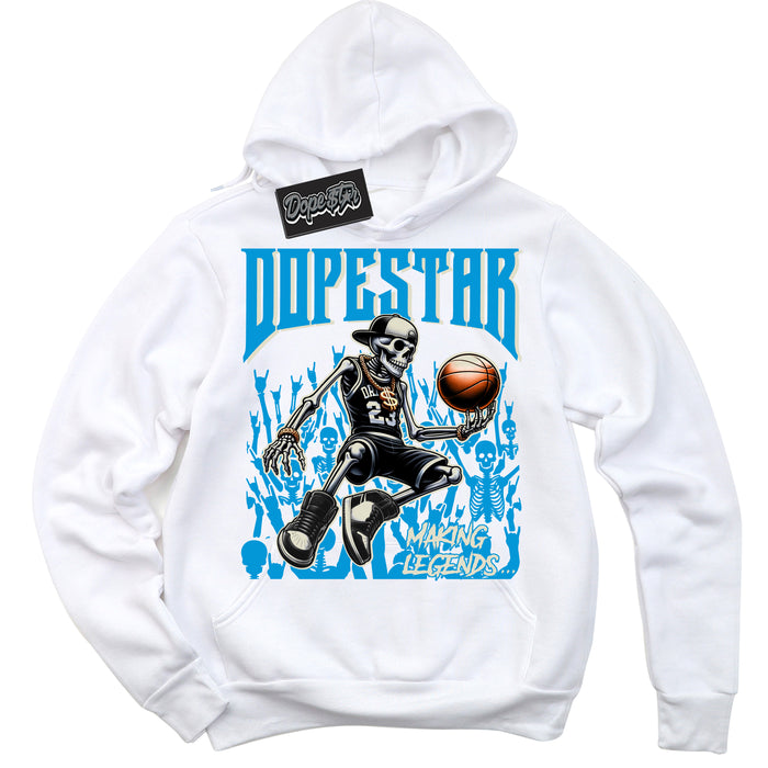 Dunk High Next Nature Light Khaki Star Blue 'Making Legends' Hoodie – White Streetwear Sweatshirt | Sneaker Matching Hoodie for Dunk High Next Nature Light Khaki Star Blue | Urban Fashion for Making Legends | Men's & Women's Streetwear Outfit by Sneaker Shirts Outlet.
