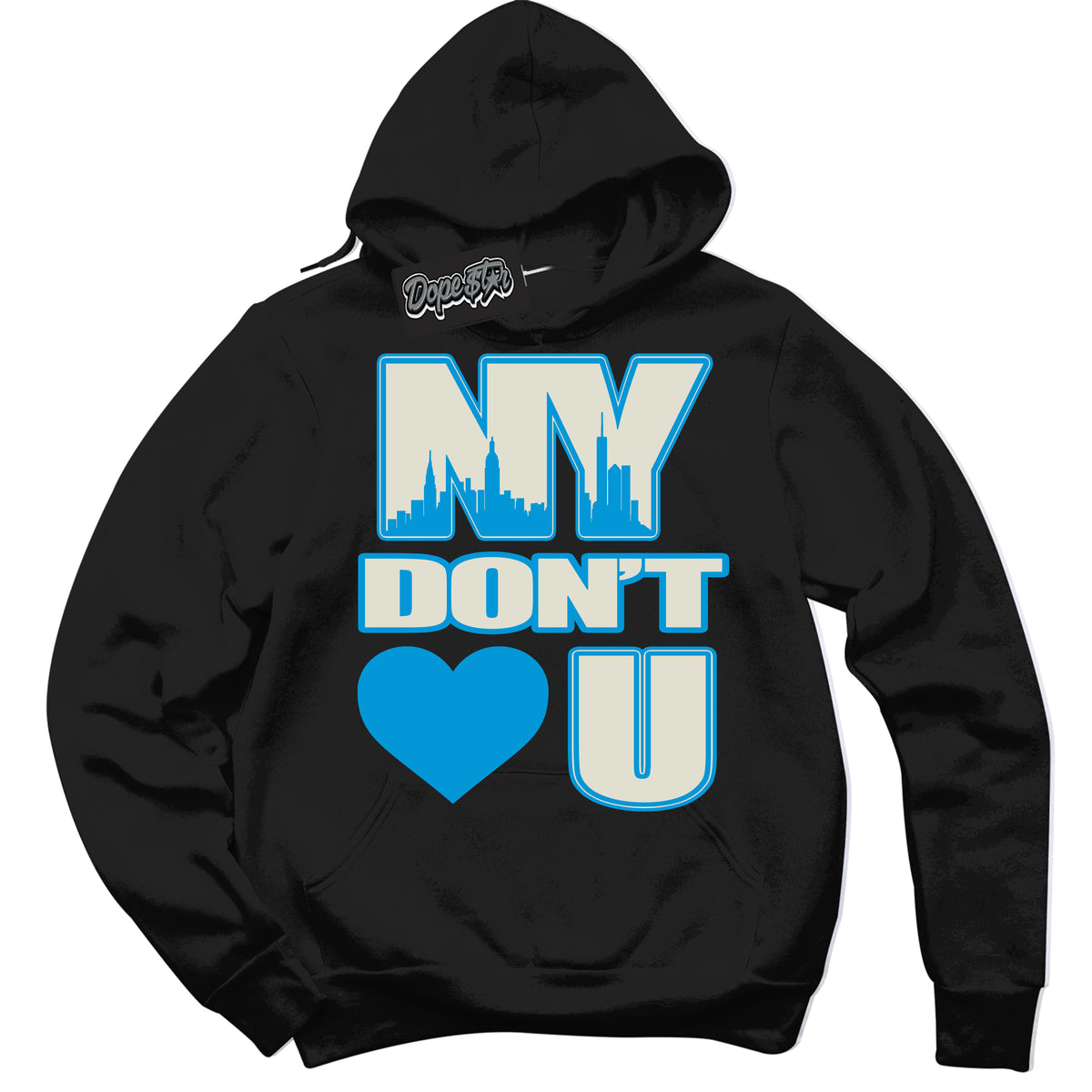 Dunk High Next Nature Light Khaki Star Blue 'NY Don't Love You' Hoodie – Black Streetwear Sweatshirt | Sneaker Matching Hoodie for Dunk High Next Nature Light Khaki Star Blue | Urban Fashion for NY Don't Love You | Men's & Women's Streetwear Outfit by Sneaker Shirts Outlet.
