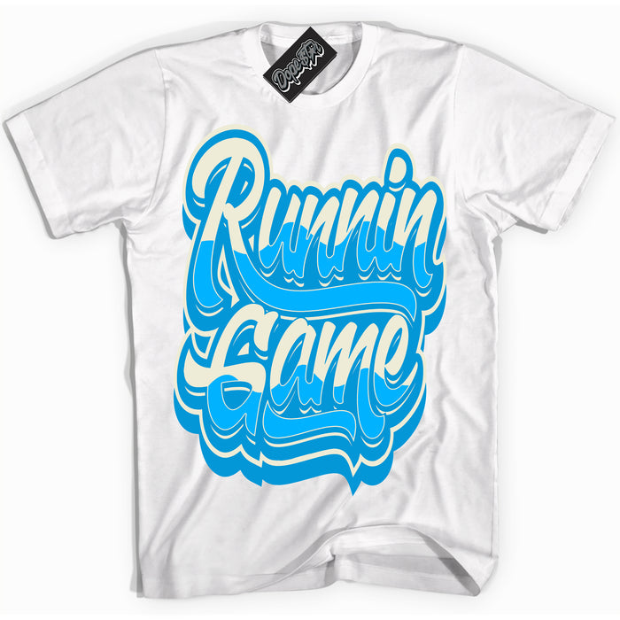 Dunk High Next Nature Light Khaki Star Blue 'Running Game' Shirt – White Streetwear T-Shirt | Sneaker Matching Tee for Dunk High Next Nature Light Khaki Star Blue | Urban Fashion for Running Game | Men's & Women's Streetwear Outfit by Sneaker Shirts Outlet.
