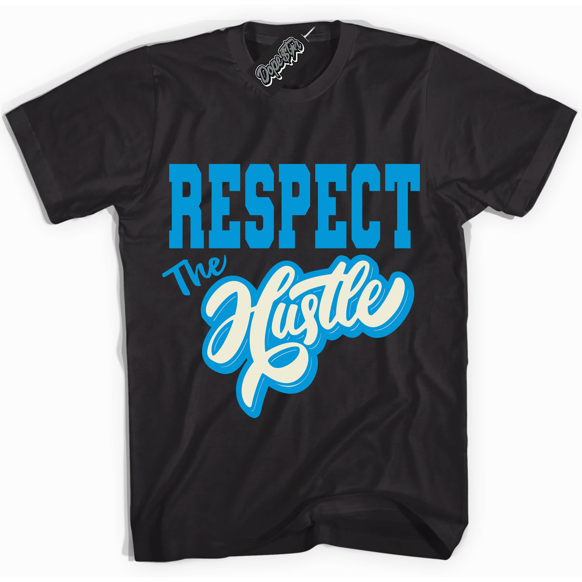 Dunk High Next Nature Light Khaki Star Blue 'Respect The Hustle' Shirt – Black Streetwear T-Shirt | Sneaker Matching Tee for Dunk High Next Nature Light Khaki Star Blue | Urban Fashion for Respect The Hustle | Men's & Women's Streetwear Outfit by Sneaker Shirts Outlet.
