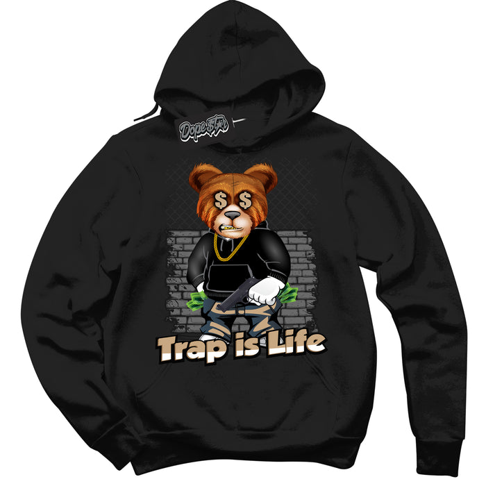Cool Black Hoodie with “Trap Is Life” design that Perfectly Matches Black Anthracite Sesame Dunk.