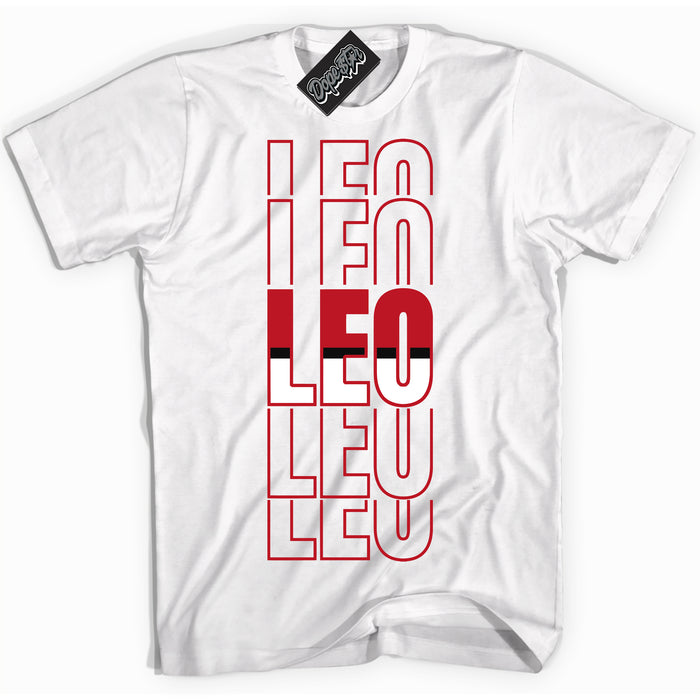 Cool White Shirt with “ Leo ” design that perfectly matches Black Dragon Red Dunk.