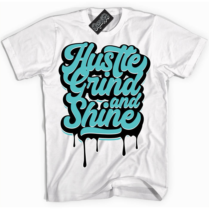 Dunk Low Retro Black Dusty Cactus 'Hustle Grind And Shine' Shirt - White Streetwear Mockup | Sneakerhead T-Shirt Matching Dunk Low Retro Black Dusty Cactus | Hustle Grind And Shine Urban Streetwear for Sneaker Matching OOTD | Outfits that pair perfectly with your ND Low Retro Black Dusty Cactus | Sneakerhead Fashion Must-Have Apparel for Men and Women.
