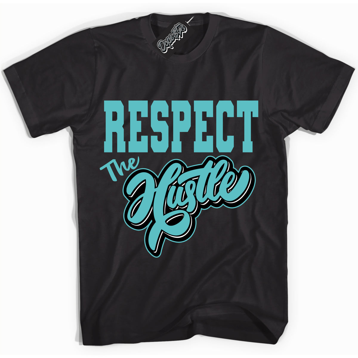 Dunk Low Retro Black Dusty Cactus 'Respect The Hustle' Shirt - Black Streetwear Mockup | Sneakerhead T-Shirt Matching Dunk Low Retro Black Dusty Cactus | Limited Edition Urban Streetwear for Sneaker Matching OOTD | Outfits that pair perfectly with your ND Low Retro Black Dusty Cactus | Sneakerhead Fashion Must-Have Apparel for Men and Women.