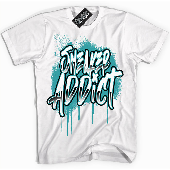 Dunk Low Retro Black Dusty Cactus 'Sneaker Addict' Shirt - White Streetwear Mockup | Sneakerhead T-Shirt Matching Dunk Low Retro Black Dusty Cactus | Limited Edition Urban Streetwear for Sneaker Matching OOTD | Outfits that pair perfectly with your ND Low Retro Black Dusty Cactus | Sneakerhead Fashion Must-Have Apparel for Men and Women.