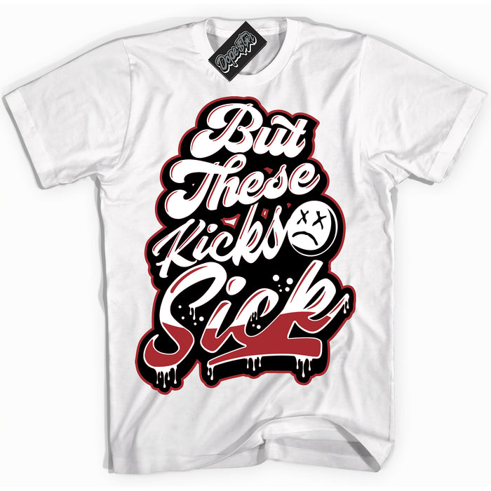 Dunk Low Black Toe Bright Crimson 'Kick Sick' Shirt – White Streetwear T-Shirt | Sneaker Matching Tee for Dunk Low Black Toe Bright Crimson | Men's & Women's Streetwear Outfit by Sneaker Shirts Outlet.
