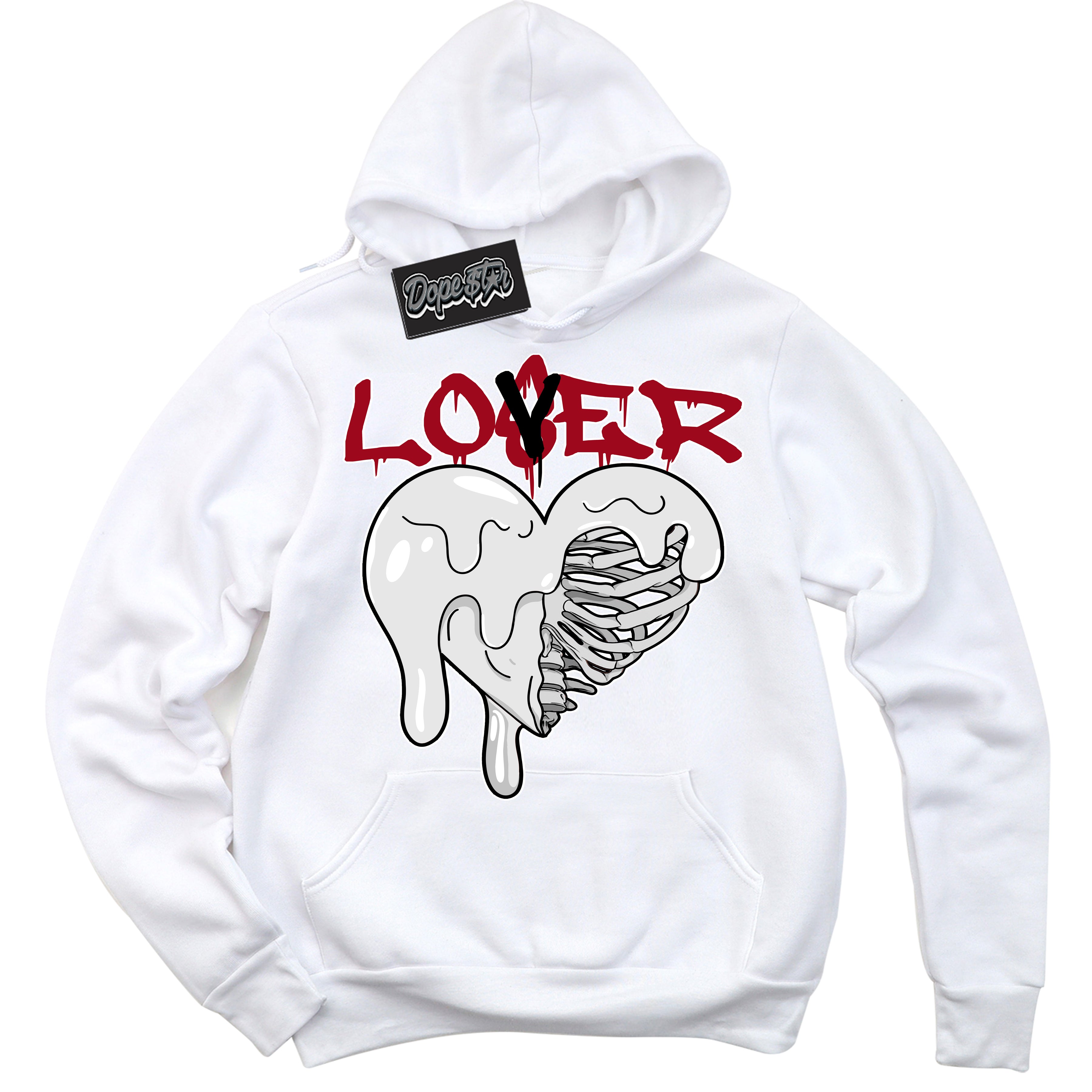Dunk Low Black Toe Bright Crimson 'Lover Loser' Hoodie – White Streetwear Sweatshirt | Sneaker Matching Hoodie for Dunk Low Black Toe Bright Crimson | Men's & Women's Streetwear Outfit by Sneaker Shirts Outlet.
