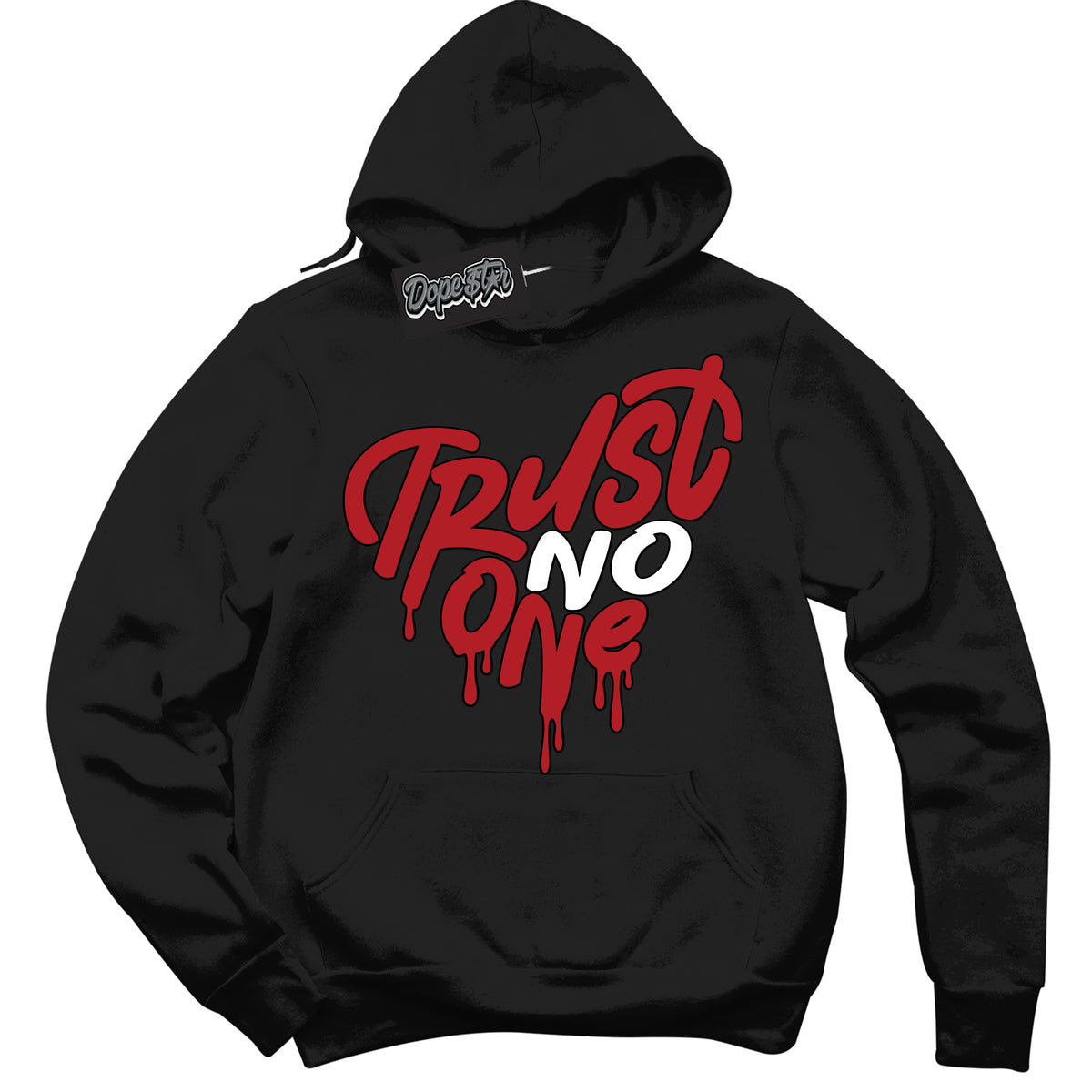 AJ1 Mid Off Noir Toe ‘Trust No One Heart’ – Black Streetwear Hoodie | Sneaker Matching sweatshirt for AJ1 Mid Off Noir Toe | Men's and Women's Streetwear Graphic Hoodie by Sneaker Shirts Outlet.
