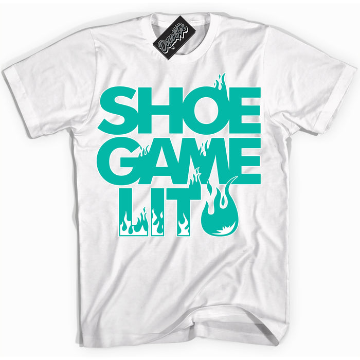 Cool White Shirt with “ Shoe Game Lit ” design that perfectly matches Clear Jade Sneakers.
